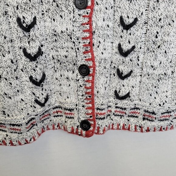 Christopher & Banks Large Cardigan Sweater Black Red White Hand Embroidered - Picture 5 of 6